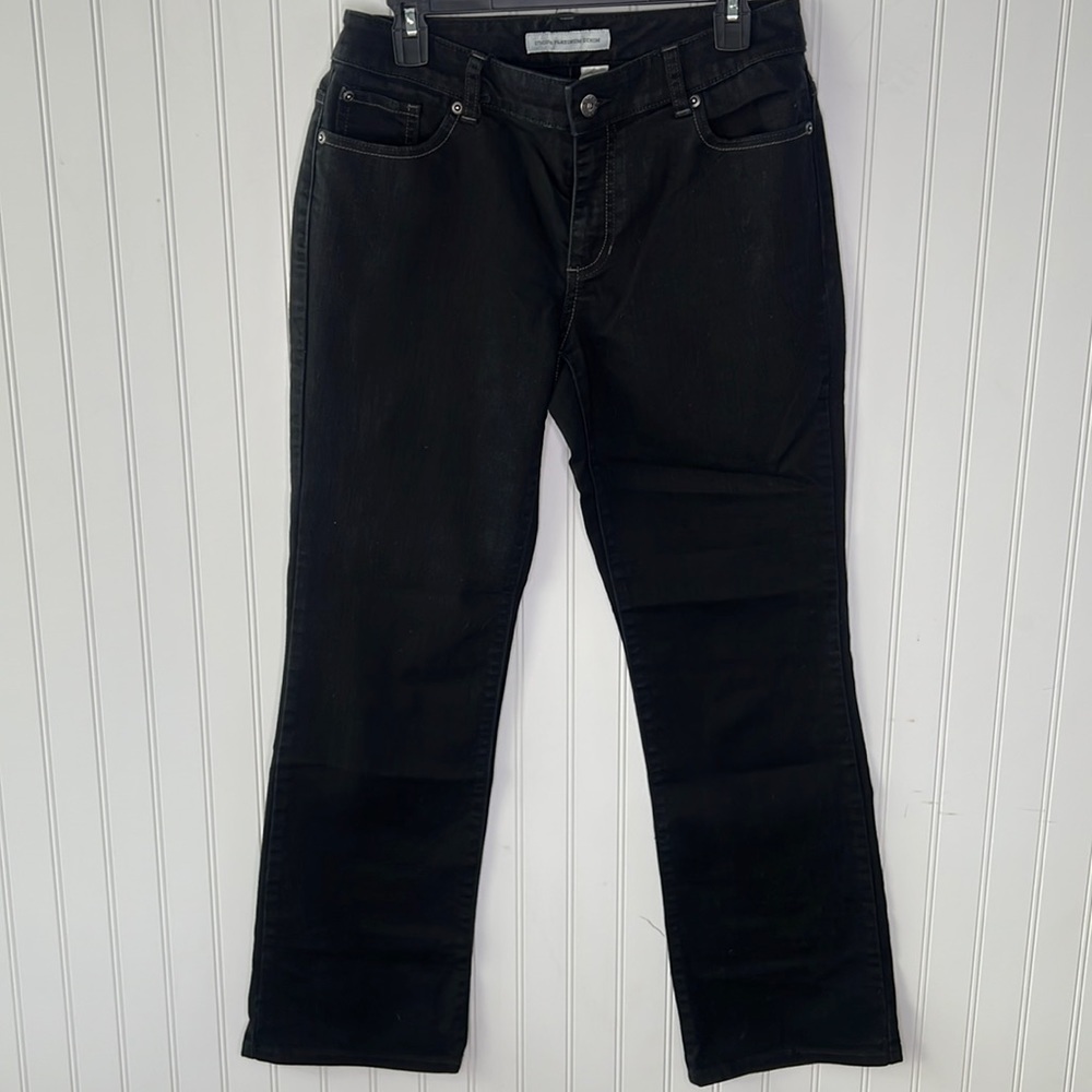 Chico's Platinum Ultimate Fit Boot Cut  Black Jeans size 6